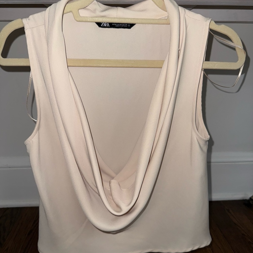 Zara Beige Cowl Neck Top